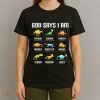 God Says I Am Dinosaurs Christian T-Shirt thumb 4