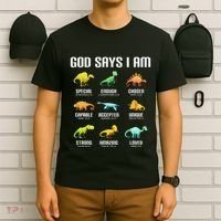 God Says I Am Dinosaurs Christian T-Shirt thumb 6