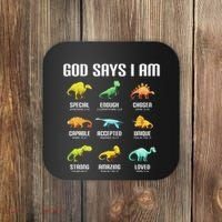 God Says I Am Dinosaurs Christian Coaster thumb 0