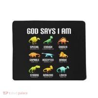 God Says I Am Dinosaurs Christian Mousepad thumb 0