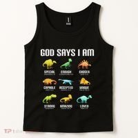 God Says I Am Dinosaurs Christian Tank Top thumb 2