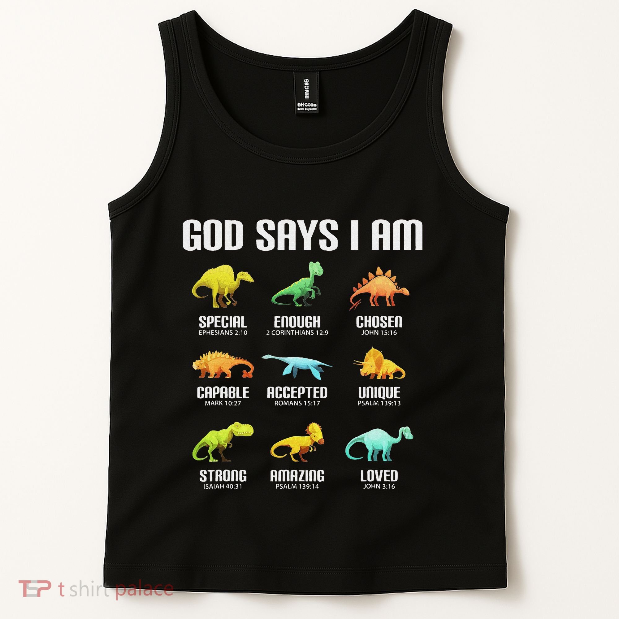 God Says I Am Dinosaurs Christian Tank Top
