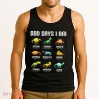 God Says I Am Dinosaurs Christian Tank Top thumb 3