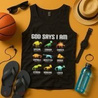 God Says I Am Dinosaurs Christian Tank Top thumb 4