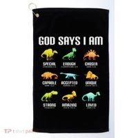 God Says I Am Dinosaurs Christian Golf Towel thumb 0