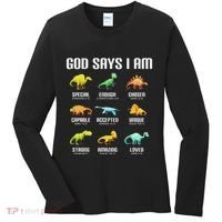 God Says I Am Dinosaurs Christian Women's Long Sleeve Shirt thumb 0