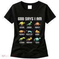 God Says I Am Dinosaurs Christian Women's T-Shirt thumb 0