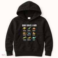 God Says I Am Dinosaurs Christian Kids Hoodie thumb 0