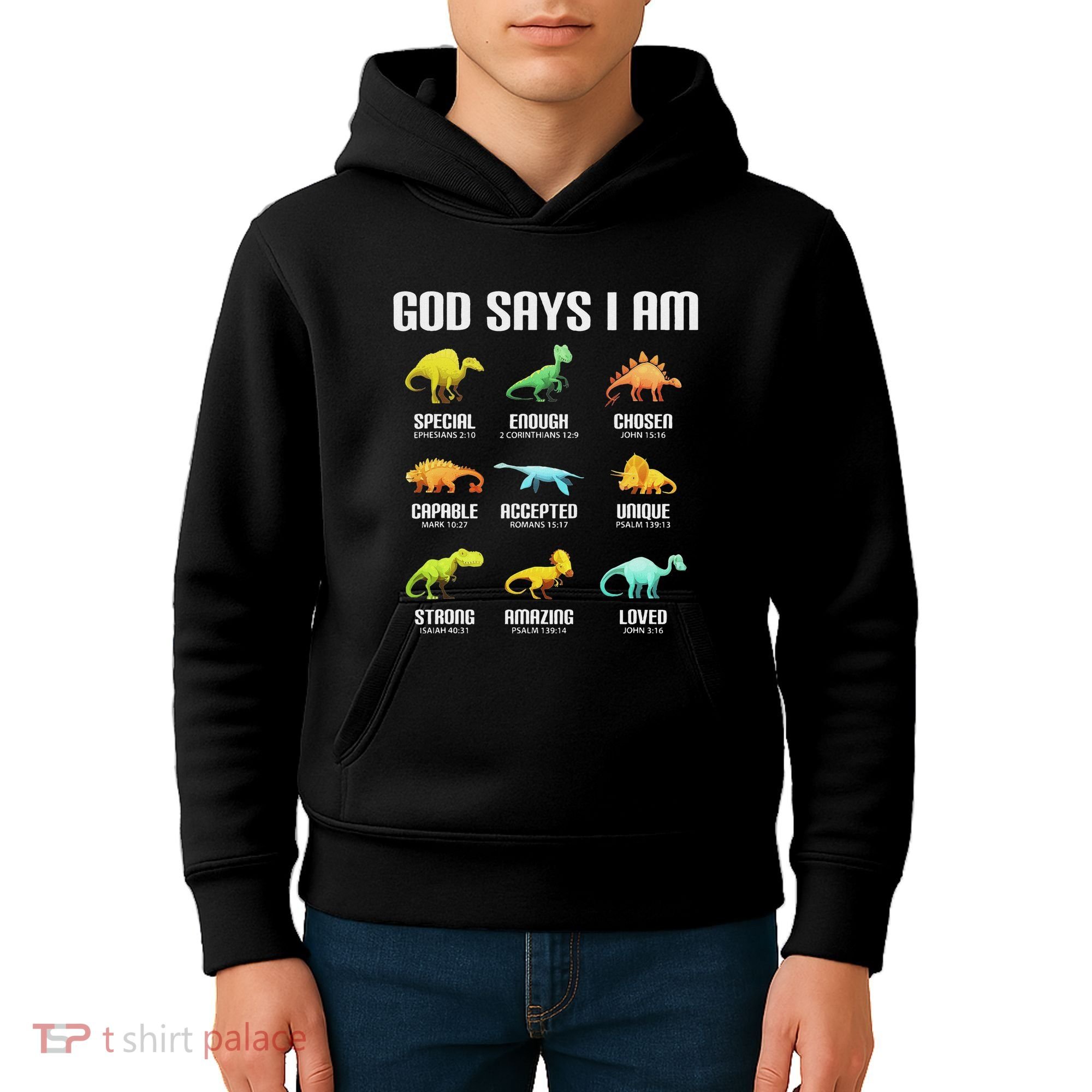 God Says I Am Dinosaurs Christian Kids Hoodie