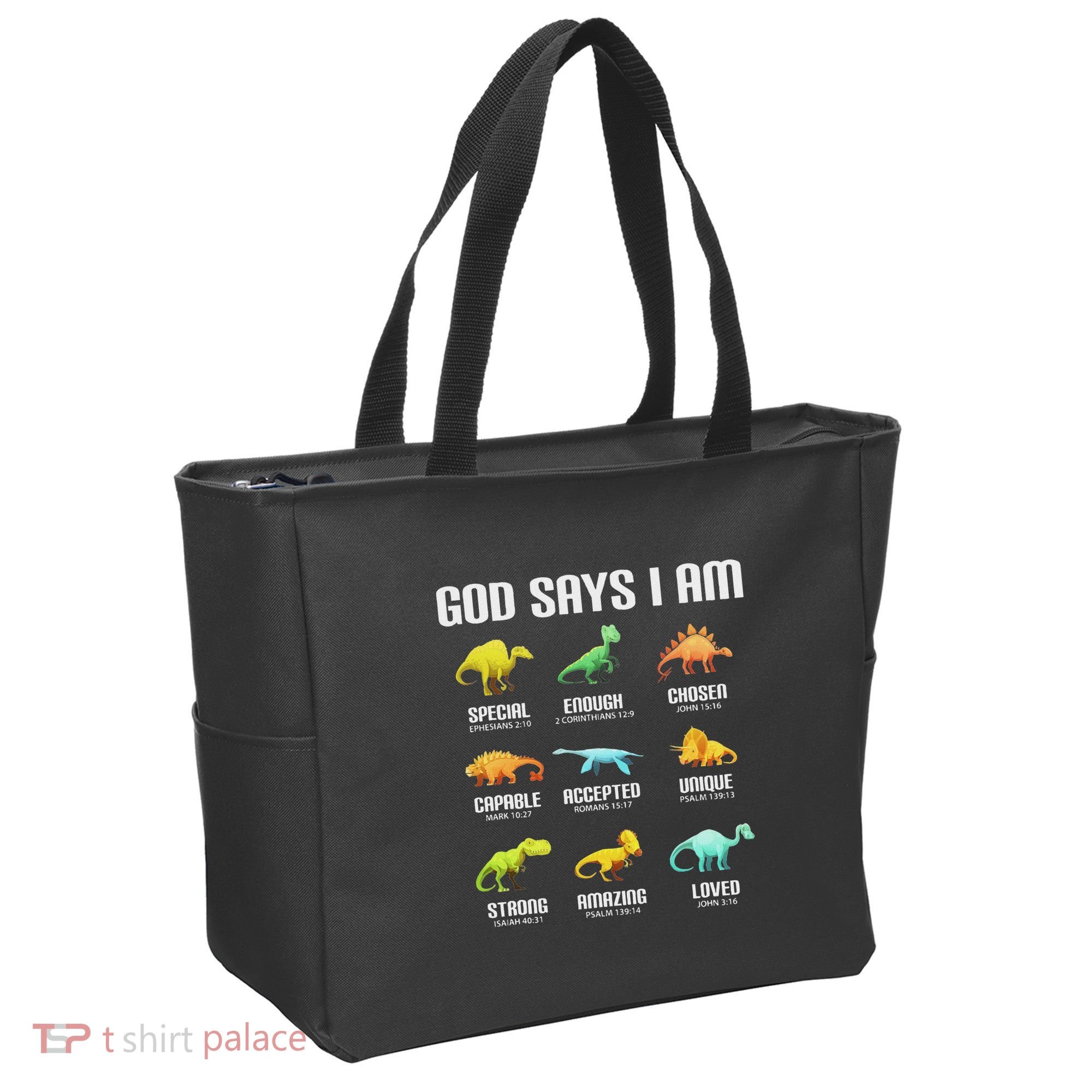 God Says I Am Dinosaurs Christian Tote Bag