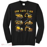 God Says I Am Construction Bible Verse Truck Sweatshirt thumb 0