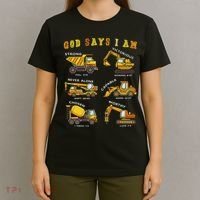 God Says I Am Construction Bible Verse Truck T-Shirt thumb 4