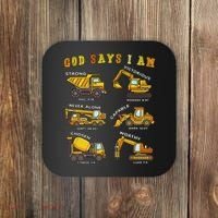 God Says I Am Construction Bible Verse Truck Coaster thumb 0