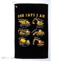 God Says I Am Construction Bible Verse Truck Golf Towel thumb 0