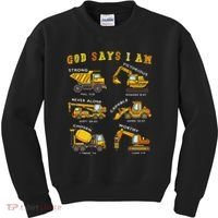 God Says I Am Construction Bible Verse Truck Kids Sweatshirt thumb 0