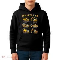 God Says I Am Construction Bible Verse Truck Kids Hoodie thumb 4