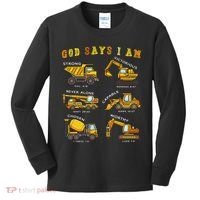 God Says I Am Construction Bible Verse Truck Kids Long Sleeve Shirt thumb 0