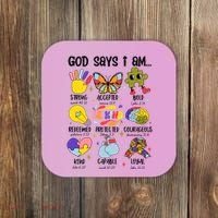 God Says I Am.. Christian Inspiration Retro Natural Infant Coaster thumb 0