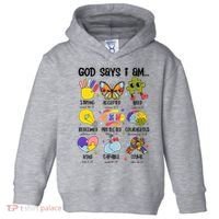God Says I Am.. Christian Inspiration Retro Natural Infant Toddler Hoodie thumb 0