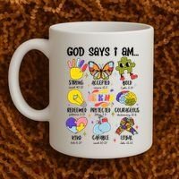 God Says I Am.. Christian Inspiration Retro Natural Infant Coffee Mug thumb 2