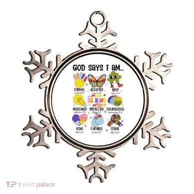 God Says I Am.. Christian Inspiration Retro Natural Infant Ornament