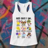 God Says I Am.. Christian Inspiration Retro Natural Infant Women's Tank Top thumb 3