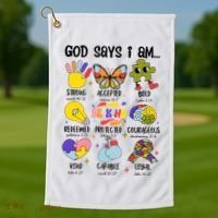 God Says I Am.. Christian Inspiration Retro Natural Infant Golf Towel thumb 1