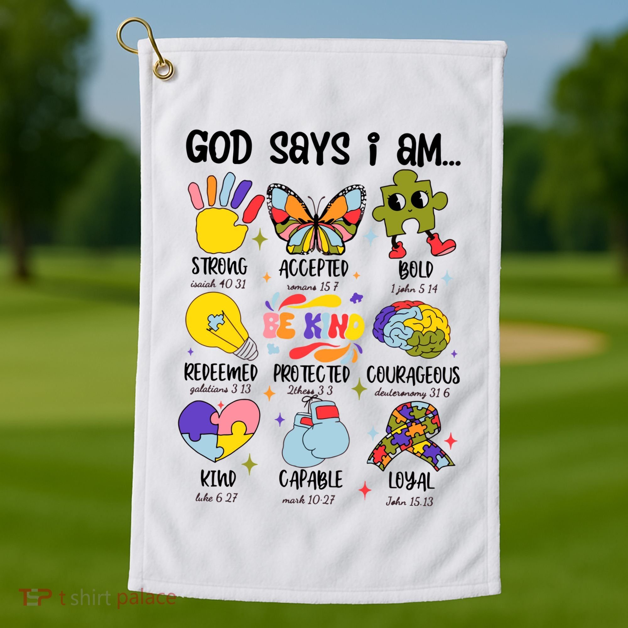 God Says I Am.. Christian Inspiration Retro Natural Infant Golf Towel