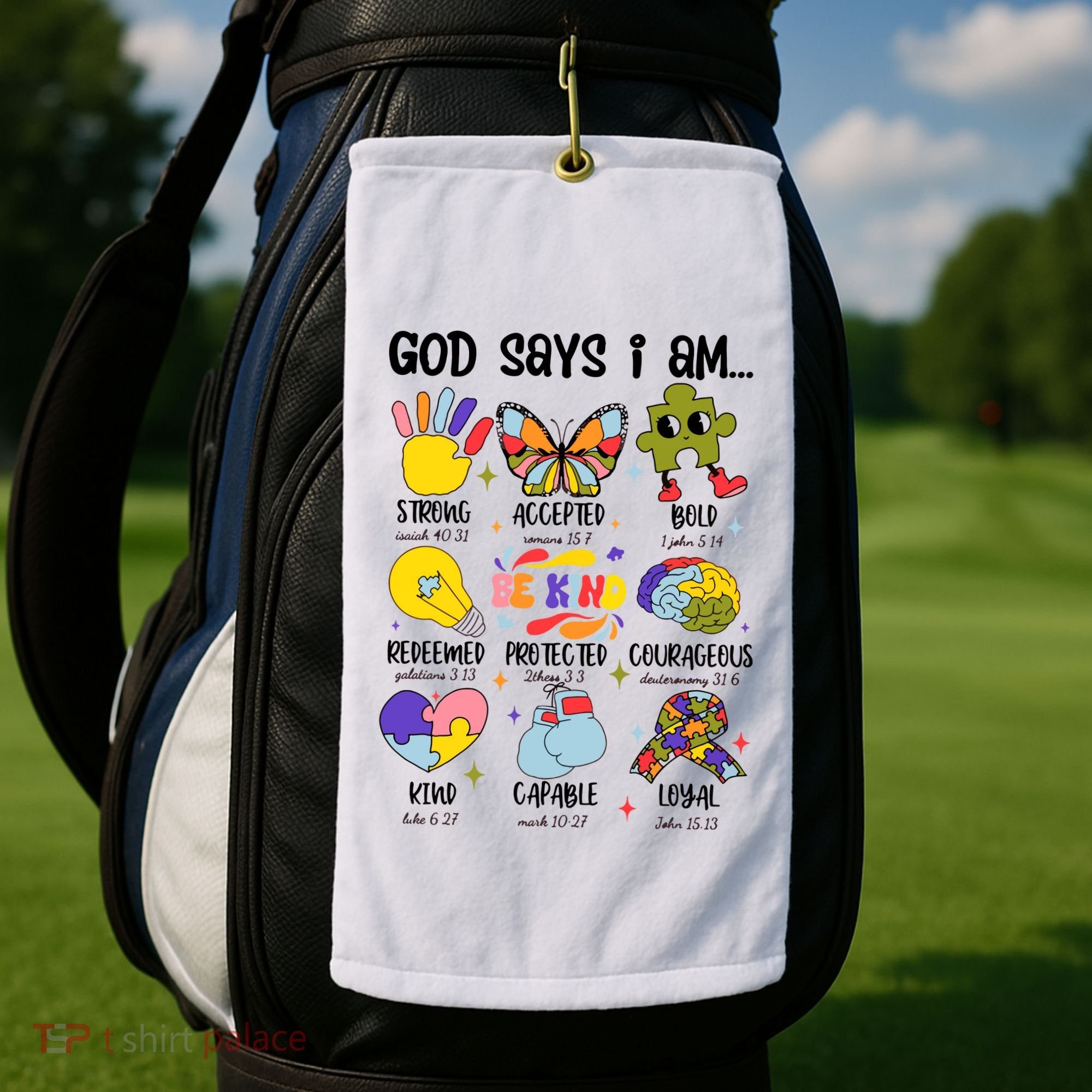 God Says I Am.. Christian Inspiration Retro Natural Infant Golf Towel