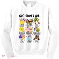 God Says I Am.. Christian Inspiration Retro Natural Infant Kids Sweatshirt thumb 0