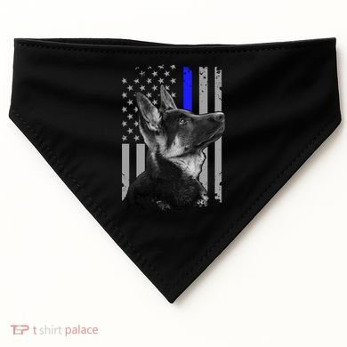 Ger Shepherd K9 Unit Thin Blue Line Flag Police Gift USA-Made Doggie Bandana