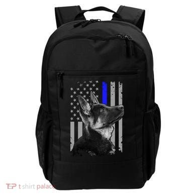 Ger Shepherd K9 Unit Thin Blue Line Flag Police Gift Backpack