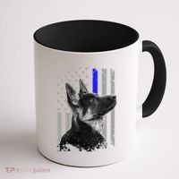 Ger Shepherd K9 Unit Thin Blue Line Flag Police Gift Coffee Mug thumb 1