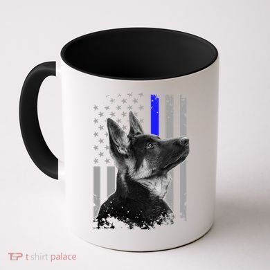 Ger Shepherd K9 Unit Thin Blue Line Flag Police Gift Coffee Mug