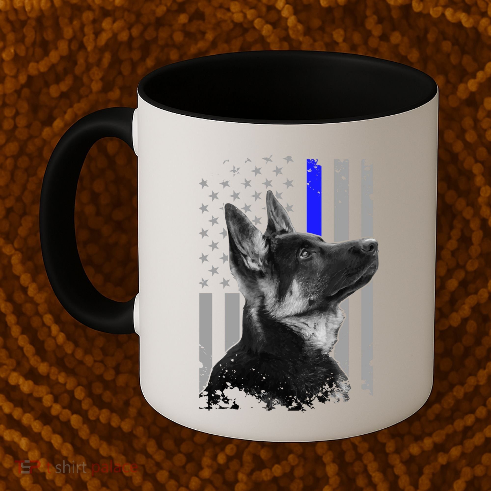 Ger Shepherd K9 Unit Thin Blue Line Flag Police Gift Coffee Mug
