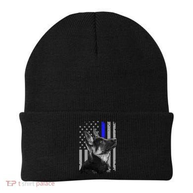 Ger Shepherd K9 Unit Thin Blue Line Flag Police Gift Beanie