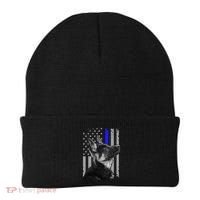 Ger Shepherd K9 Unit Thin Blue Line Flag Police Gift Beanie thumb 0
