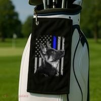 Ger Shepherd K9 Unit Thin Blue Line Flag Police Gift Golf Towel thumb 2