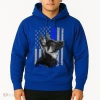 Ger Shepherd K9 Unit Thin Blue Line Flag Police Gift Hoodie thumb 2