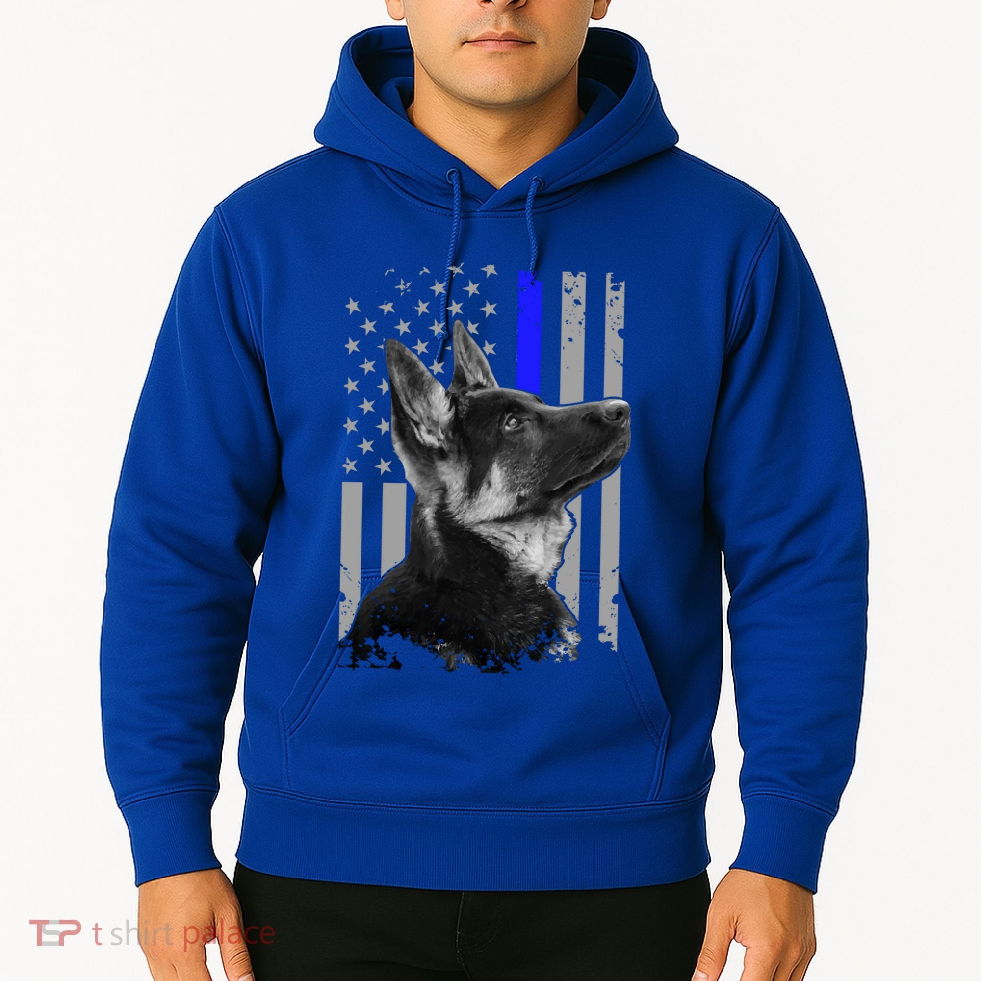 Ger Shepherd K9 Unit Thin Blue Line Flag Police Gift Hoodie