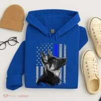 Ger Shepherd K9 Unit Thin Blue Line Flag Police Gift Hoodie thumb 4