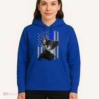 Ger Shepherd K9 Unit Thin Blue Line Flag Police Gift Hoodie thumb 5