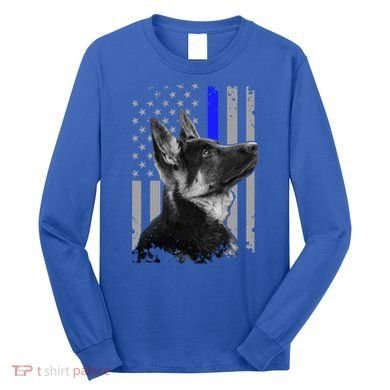 Ger Shepherd K9 Unit Thin Blue Line Flag Police Gift Long Sleeve Shirt