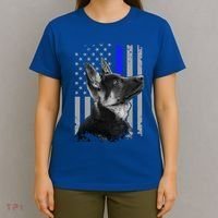 Ger Shepherd K9 Unit Thin Blue Line Flag Police Gift T-Shirt thumb 4