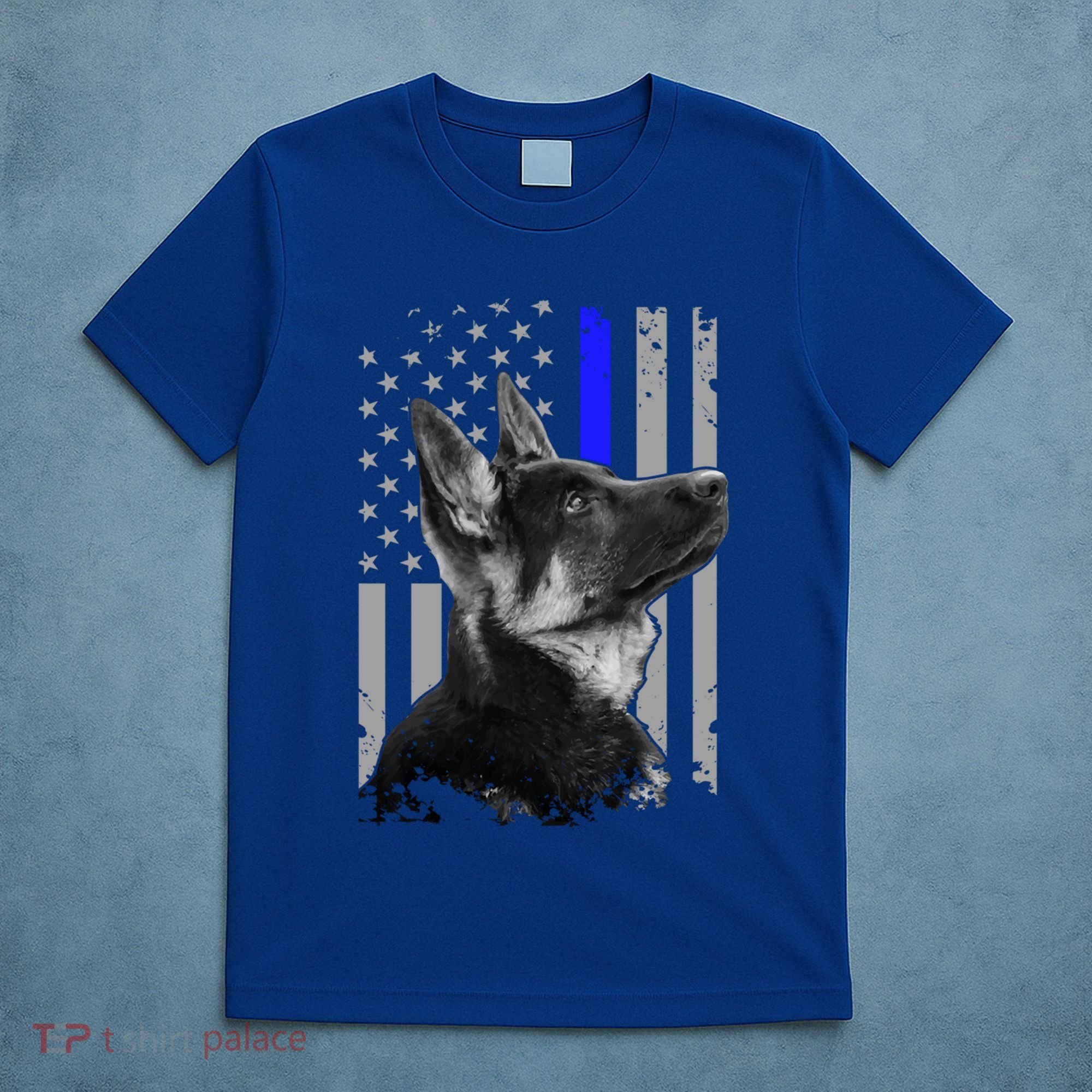 Ger Shepherd K9 Unit Thin Blue Line Flag Police Gift T-Shirt