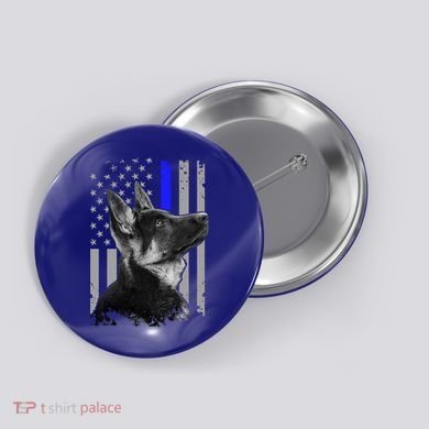 Ger Shepherd K9 Unit Thin Blue Line Flag Police Gift Button