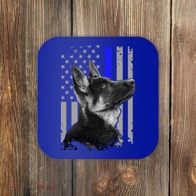 Ger Shepherd K9 Unit Thin Blue Line Flag Police Gift Coaster