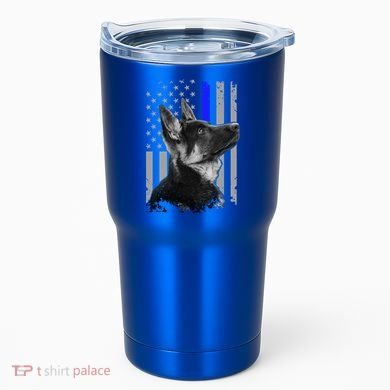 Ger Shepherd K9 Unit Thin Blue Line Flag Police Gift Tumbler