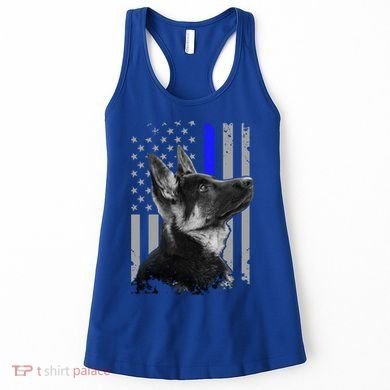 Ger Shepherd K9 Unit Thin Blue Line Flag Police Gift Women's Tank Top