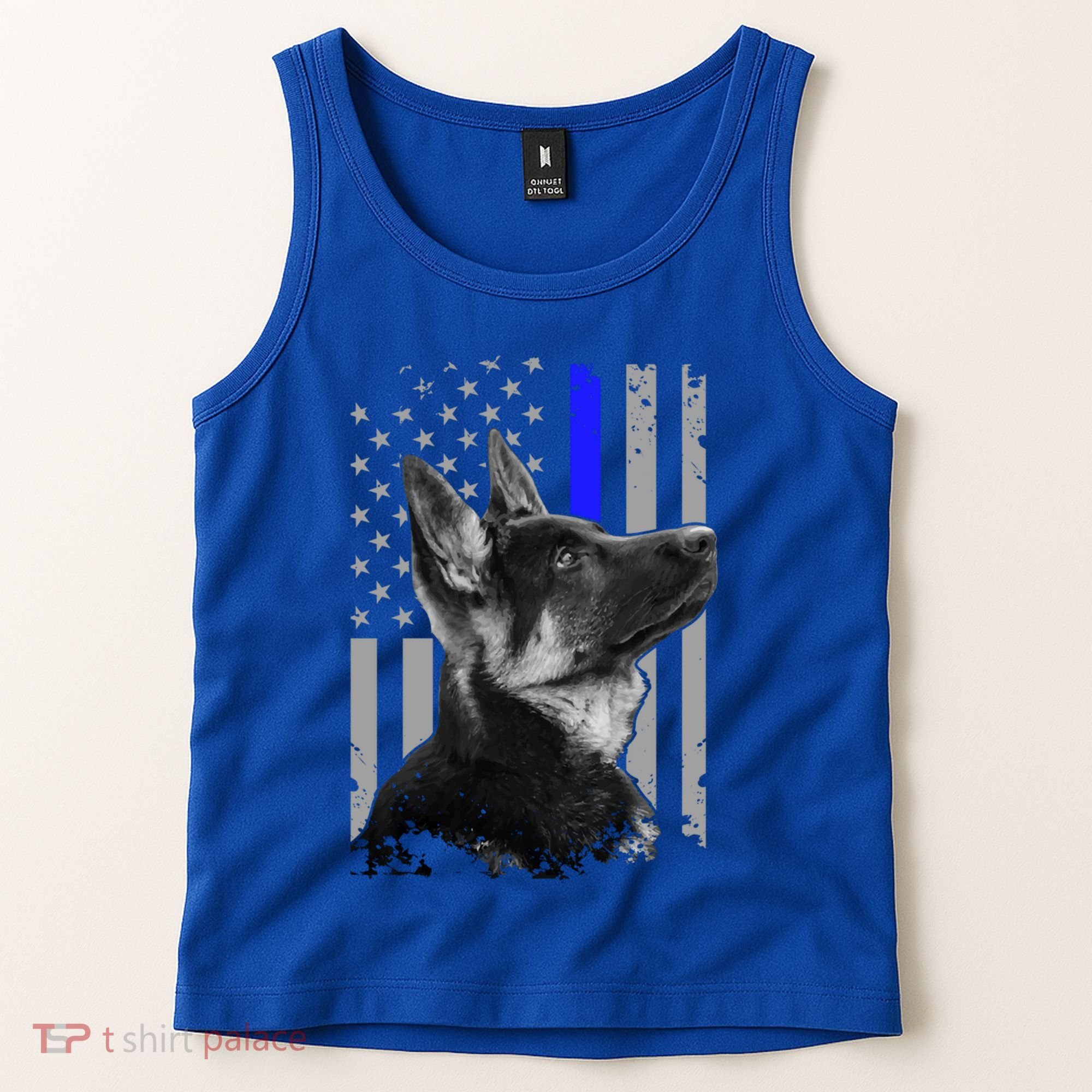 Ger Shepherd K9 Unit Thin Blue Line Flag Police Gift Tank Top